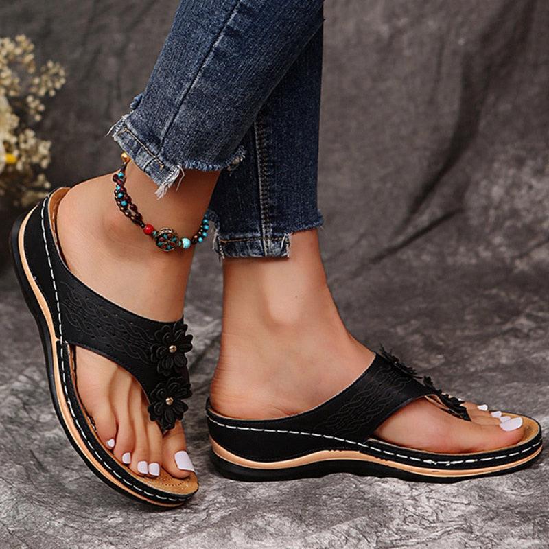 Trendy- Bloemem Flip-Flops - - Sandalen - trencyshop