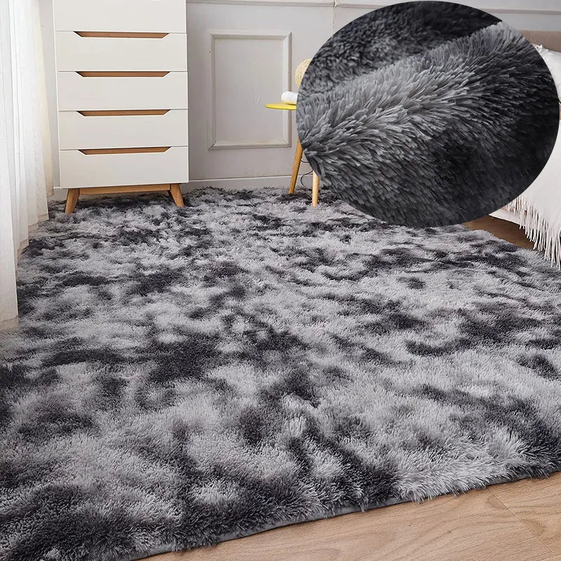 Wolkzacht | Grijze Tapijt voor Woonkamer | Pluizig Vloerkleed voor Slaapkamer - Grijs tie-dye 160x230 cm - Carpet - Pantino