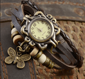 Reloj de mujer rojo - Reloj de pulsera vintage y elegante con correa de cuero