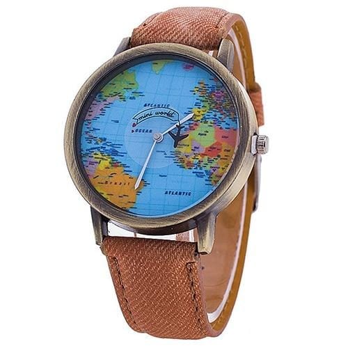 Vintage Traveler's Leather Watch - Koffie - Travel - Pantino