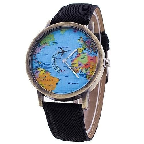 Vintage Traveler's Leather Watch - Zwart - Travel - Pantino