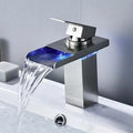 Bocca a cascata con Miscelatore monocomando per lavabo con illuminazione LED - Elia - Bronzo nero