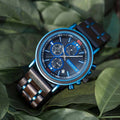 Orologio blu - Orologio cronografo in legno con acciaio inossidabile