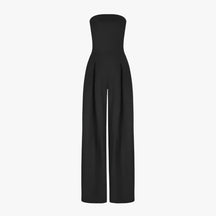 Elegante Zwarte Strapless Dames Jumpsuit - Chic en Comfortabel voor Zomerse Ceremonie