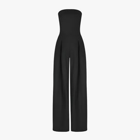 Elegante Zwarte Strapless Dames Jumpsuit - Chic en Comfortabel voor Zomerse Ceremonie