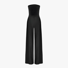 Elegante Zwarte Strapless Dames Jumpsuit - Chic en Comfortabel voor Zomerse Ceremonie