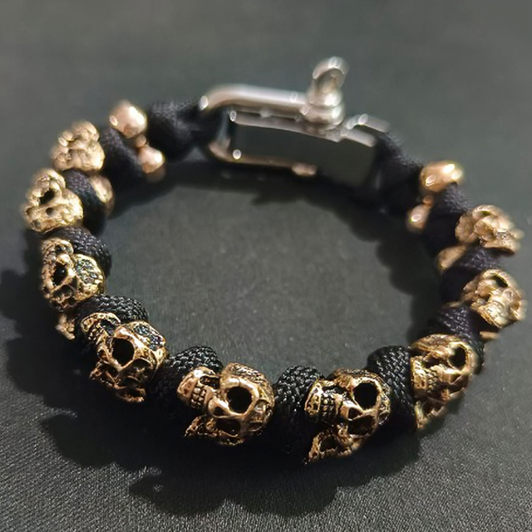 : URGO™ | Zilveren Schedel Leger Premium Paracord Armband in Zwart van Pantino