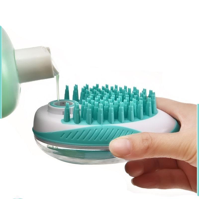 Zorro 2-in-1 Zeepdispenser | Een massage en zeep borstel voor jouw hond - Groen - Pet Combs & Brushes - Pantino