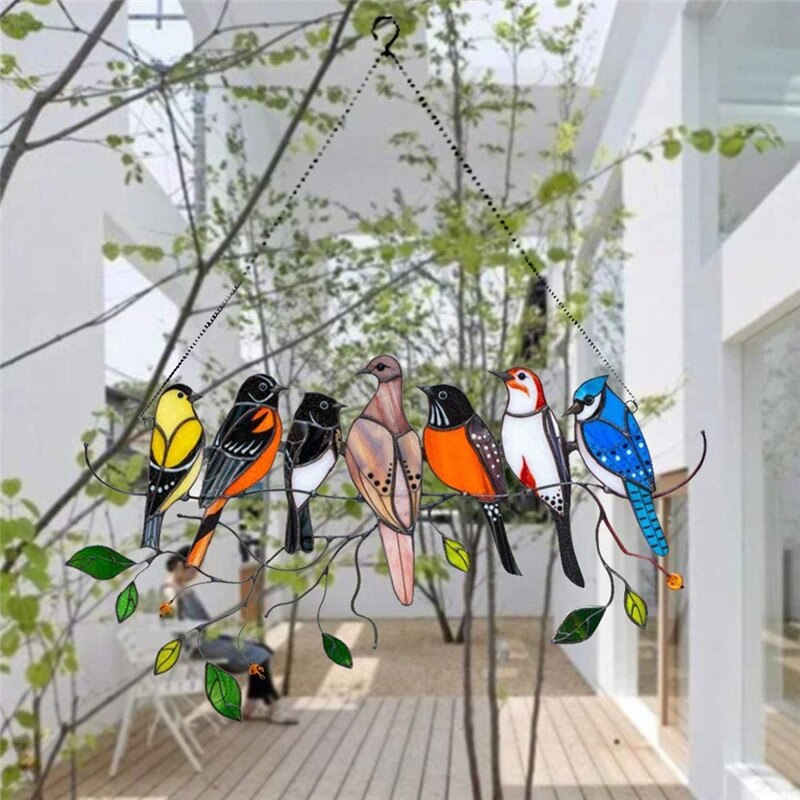 Gebrandschilderd glas vogel Suncatcher - - Garden - Pantino