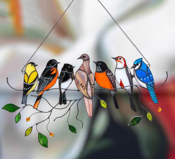 Gebrandschilderd glas vogel Suncatcher - - Garden - Pantino