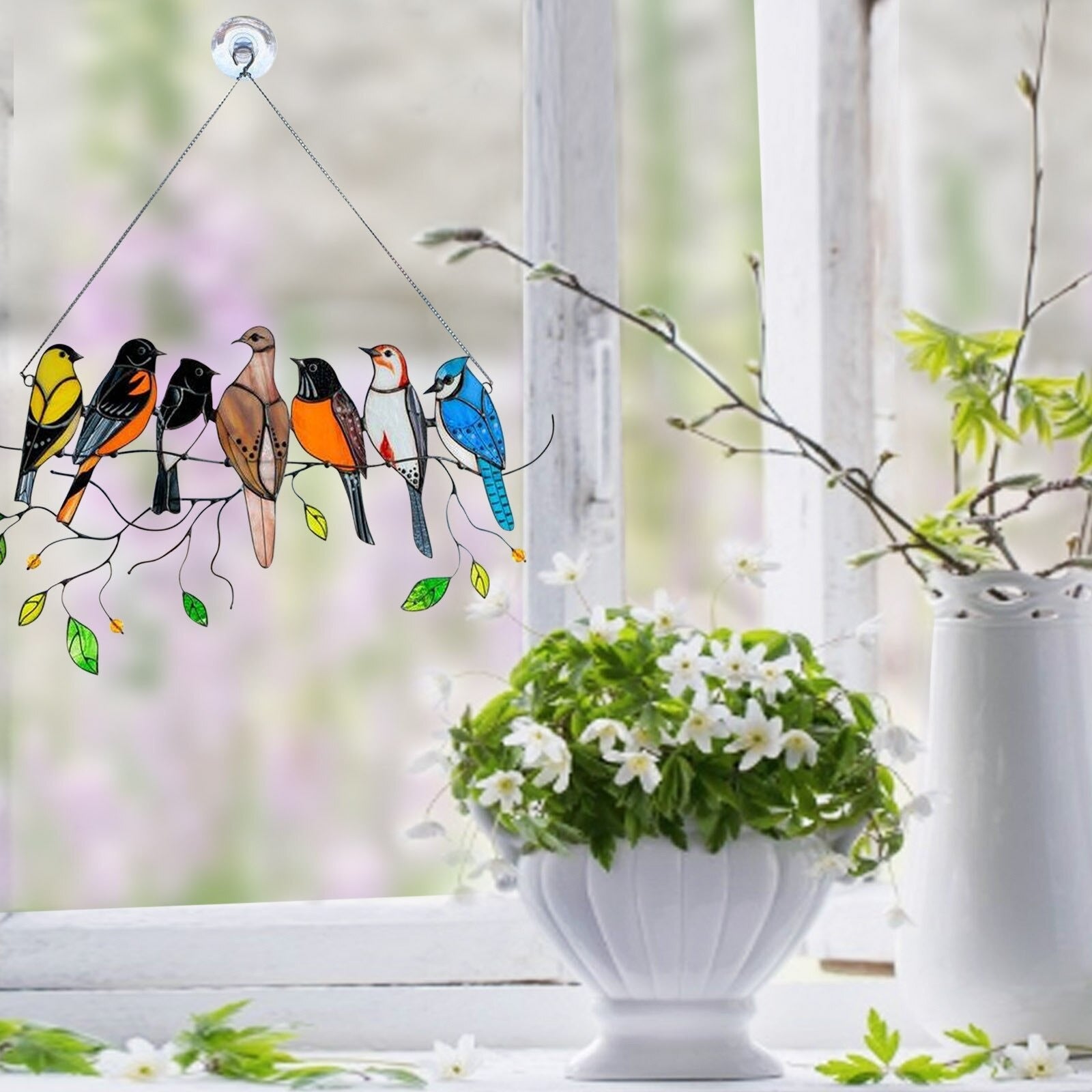 Gebrandschilderd glas vogel Suncatcher - - Garden - Pantino