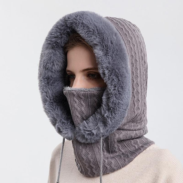 KnittedHat - Winter gebreide capuchonset Accessories Pantino Grijs  