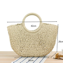 bags : Handgeweven Strooien Tas Beige in Beige L (26*8*26*42cm) van Pantino