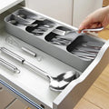 Organizer per Posate - Organizzatore Compatto per Posate da Cucina - Grigio