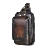 bags : Echt Lederen Heren Waist Bag in Donkere koffie van Pantino