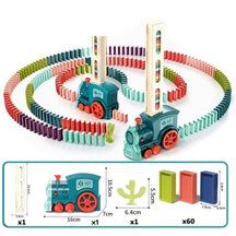 Domino Trein ™ Automatische stenenlegger - Blauw Trein + 60 stenen - Speelgoed - Pantino