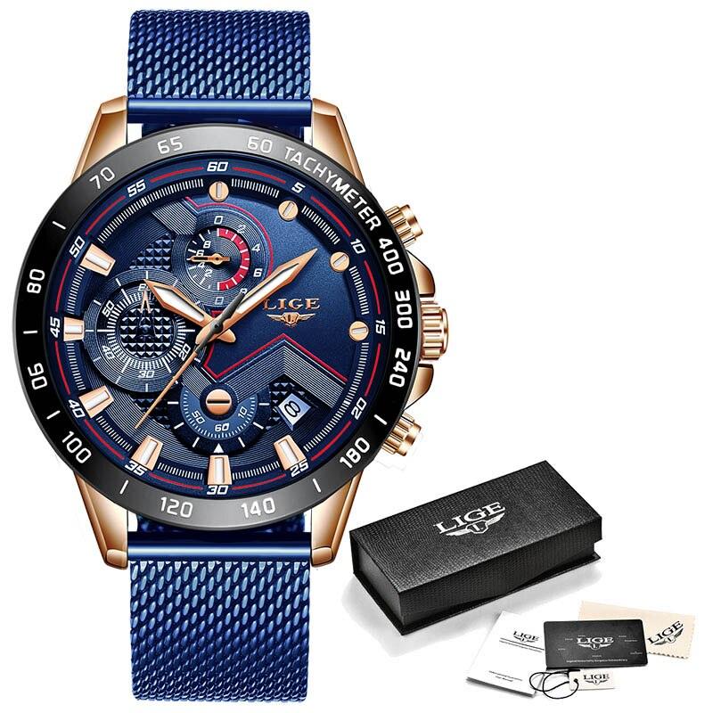 LigeWatch™ - Luxe horloges voor mannen Gadget & Tools Pantino Roségoud Blauw Mesh  