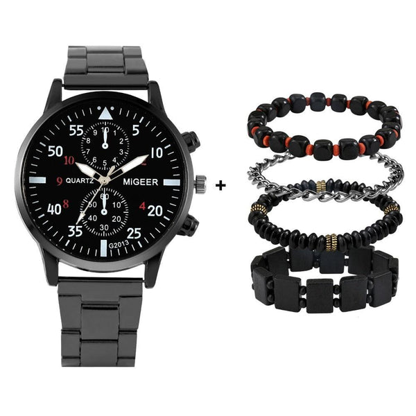 Luxe mannen horloge set - Fashion Gadget & Tools Pantino Zwart  