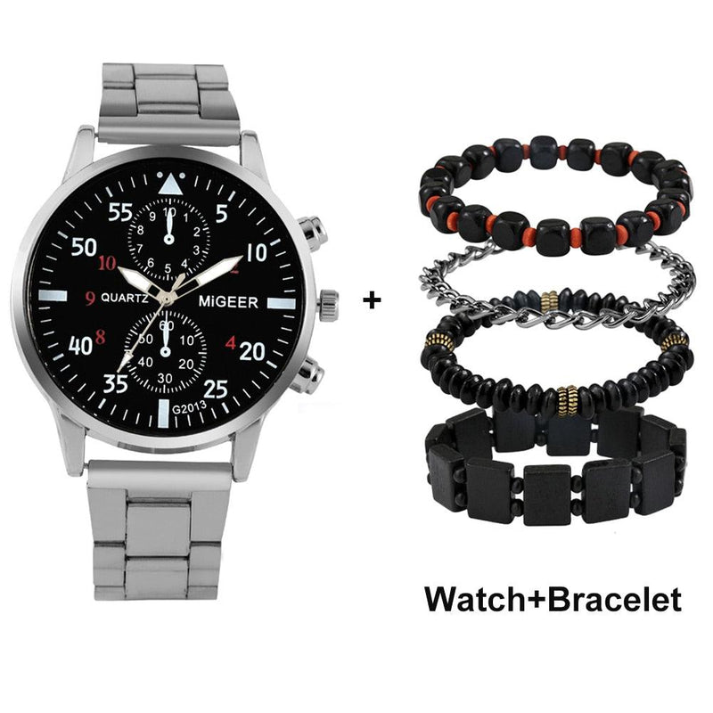 Luxe mannen horloge set - Fashion Gadget & Tools Pantino Zilver  