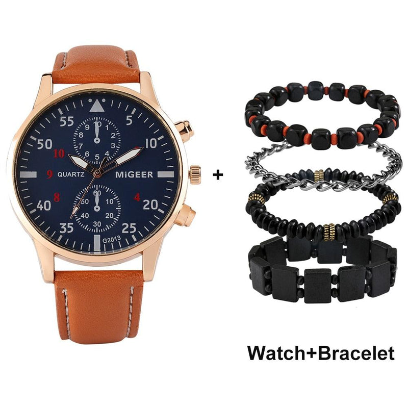 Luxe mannen horloge set - Fashion Gadget & Tools Pantino Brons/bruin  