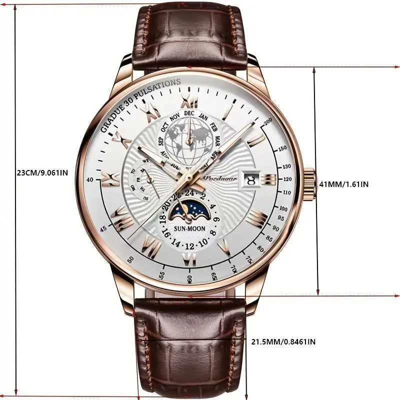 men's fashion : PhaseClock™ - Mechanisch luxe horloge voor mannen in van Pantino