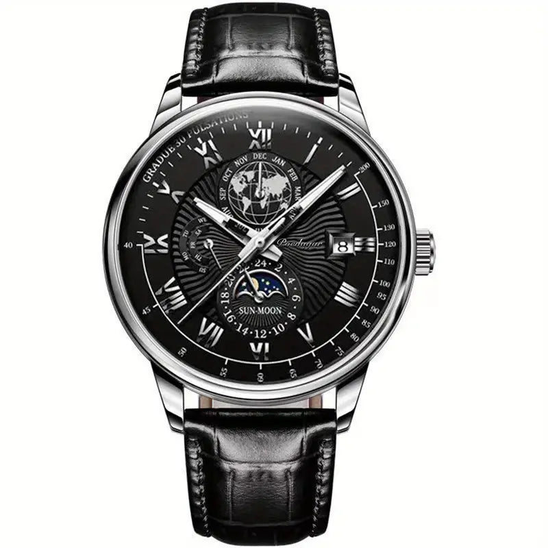 PhaseClock™ - Mechanisch luxe horloge voor mannen Gadget & Tools Pantino Zilver Zwart  