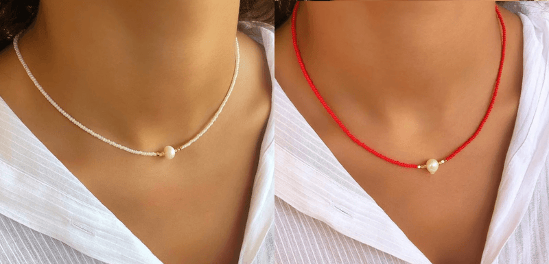 Pocket Pearl™ - Ketting met natuurlijke parels 1+1 GRATIS Beauty Pantino Wit + rood (1+1 gratis)  