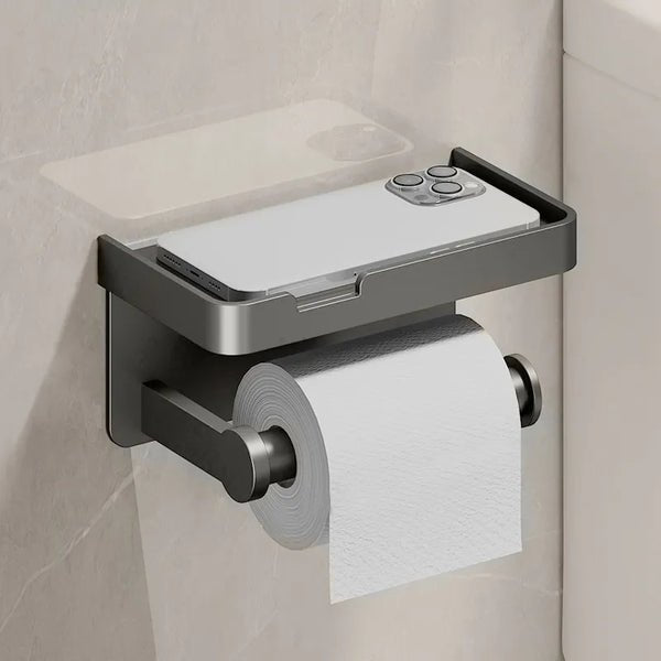 Toiletrolhouder - Geborsteld nikkel - Zelfklevend - Geen boren nodig