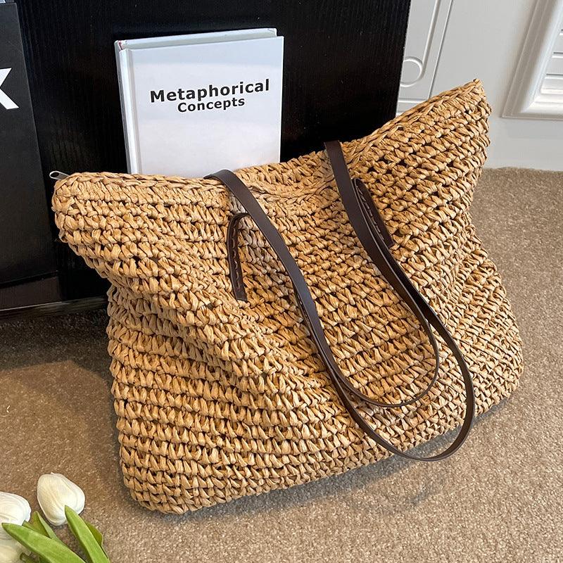 Straw Bag™ - Boheemse zomer handgemaakte strandtas Handbags Pantino Bruin  