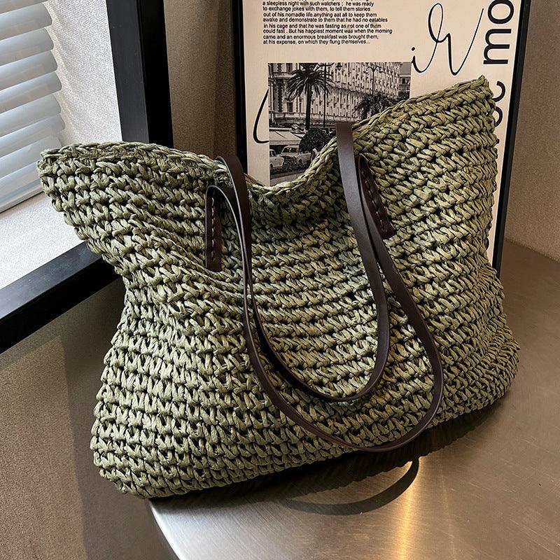 Straw Bag™ - Boheemse zomer handgemaakte strandtas Handbags Pantino Groen (7 stuks beschikbaar)  