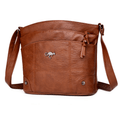 Torebka na ramię damska brązowa - vintage skórzana - styl crossbody